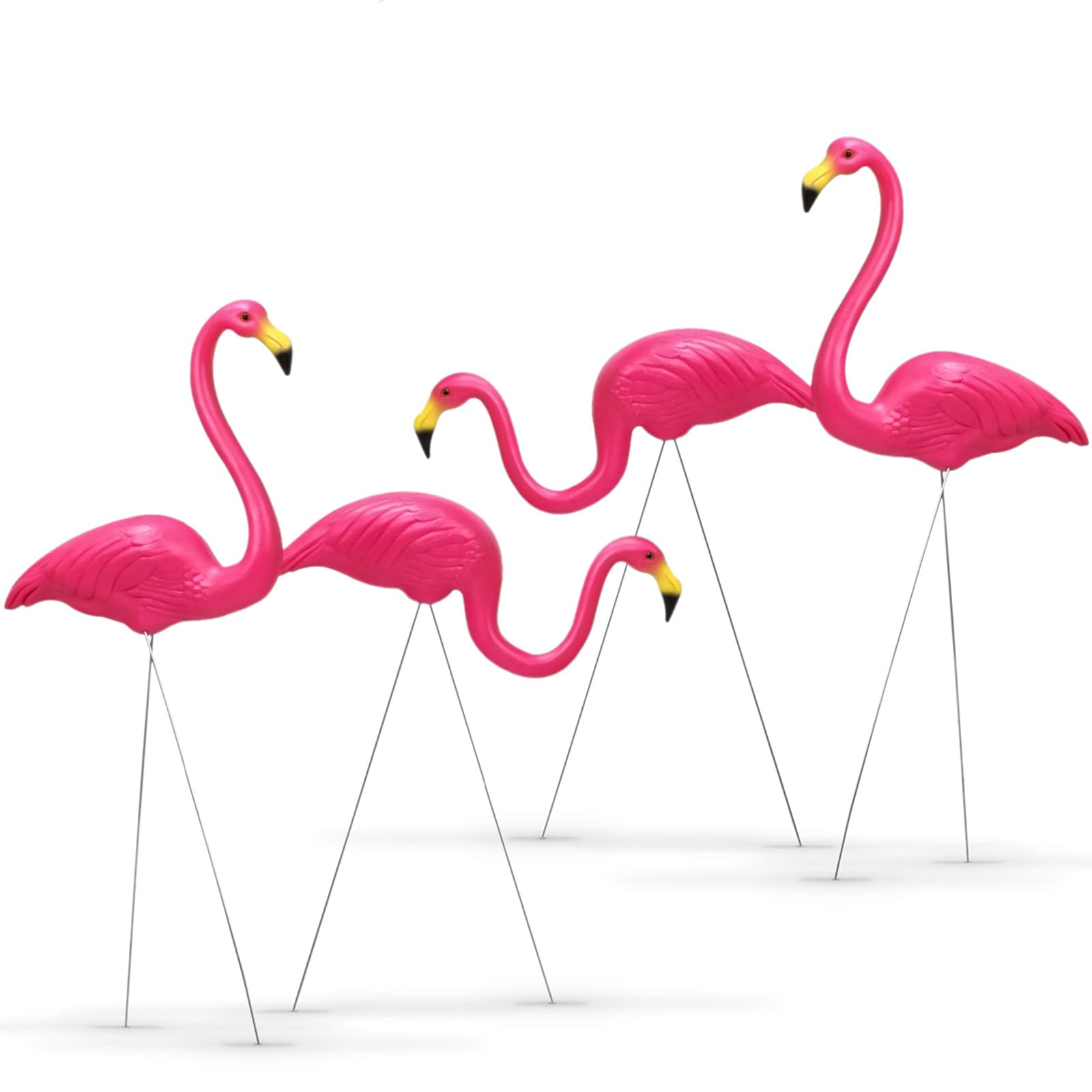 Crystals Flamingo Garden Ornaments – Pair of Pink Flamingo Yard Statues with Ground Spikes – Durable Weatherproof PE Decoration for Lawn, Patio, or Outdoor Display (4)