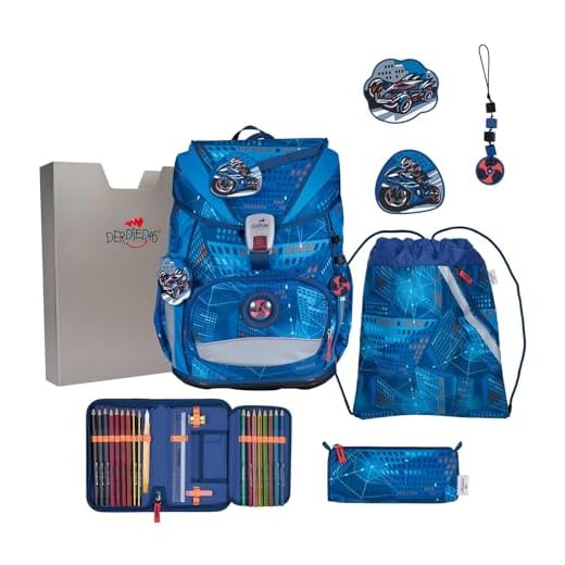 DerDieDas ErgoFlex Superlight Schulranzenset 5-teilig Turbo Speed blau