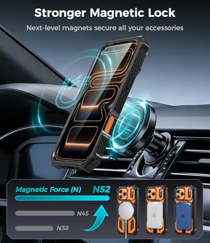 Coque iPhone 17 Pro Max orange magnétique avec protection intégrale