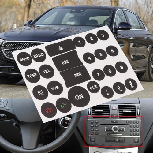 C E GLK W Class Radio Button Repair Sticker Decal Replacement for 2007 2014 Audio Control Buttons Vinyl Overlay