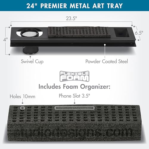 Studio Designs Art Tablett, Metall, anthrazit schwarz, 60 x 16,5 x 10 cm