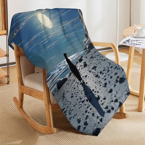 Manta de pingüino mullida para sofá cama estampado de invierno 8