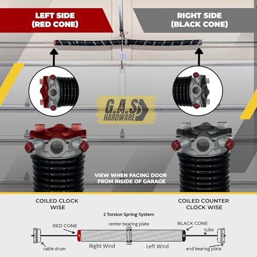 Garage Door Torsion Springs 262x1.75x36 Includes 1” Nylon Bushing, Gloves, and Winding Bars for Left and Right Side of Garage Door Precision E-Coating 5-Year Warranty Min. 30,000 Cycles (Pair) by G.A.S Hardware - Used condition - Image 2