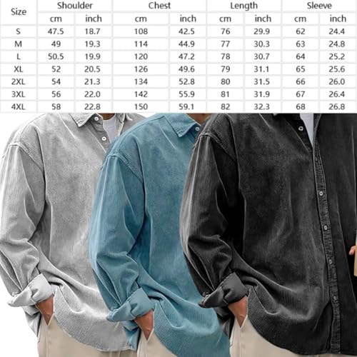 Pacificozy Corduroy Shirt Men, Stylish Urban Casual Daily Long-Sleeved Shirt, Soft & Comfortable for Loose-Fit Wear2