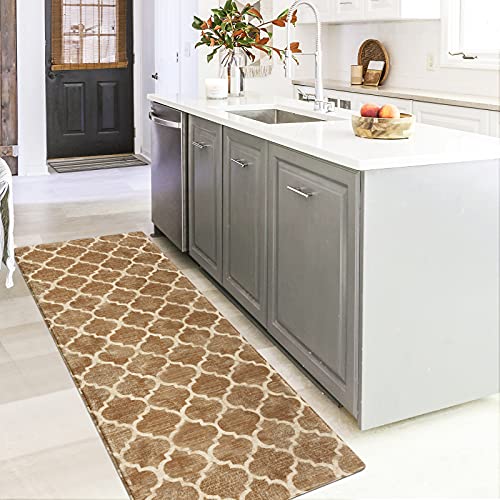 Carvapet Moroccan Trellis Area Rug Soft Velvet Runner Small Accent Distressed Throw Rugs For Bedside Hallway Kitchen Laundry Room Decor (2’ X 6’, Brown) #TOP17