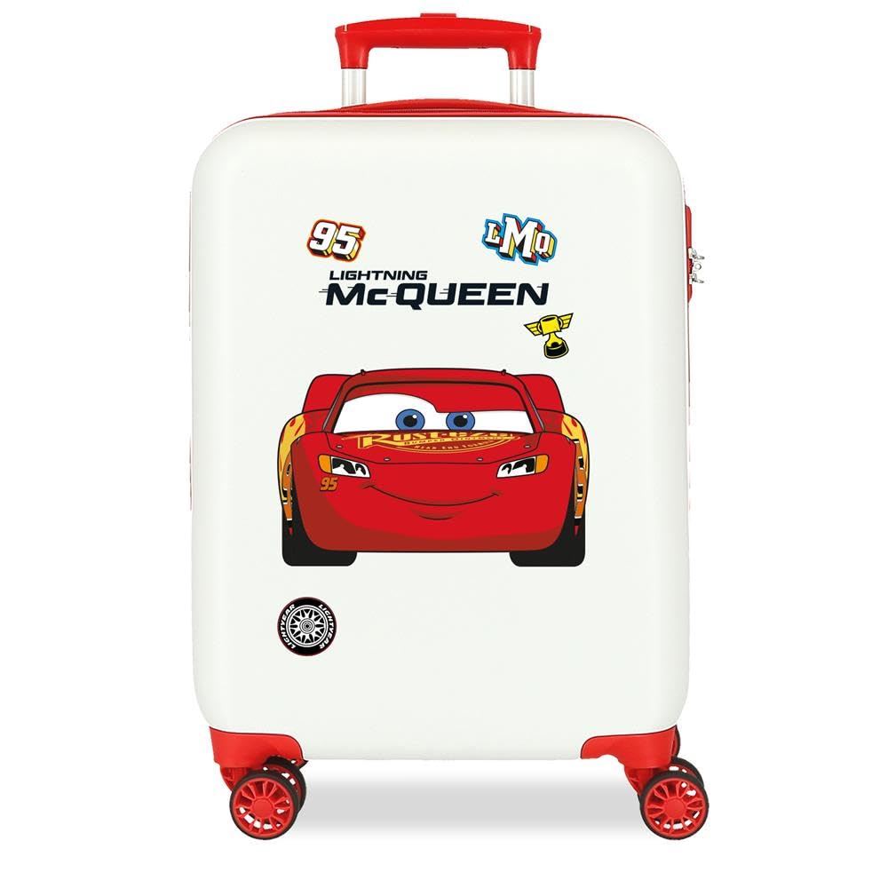 Disney Joumma Cars McQueen Red Cabin Suitcase White 38x55x20 cm Rigid 2 kg Side Combination Lock ABS 2 kg 35L Hand Luggage