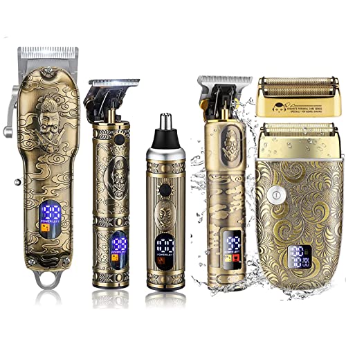 Resuxi Hair Clippers For Men Beard Trimmer Nose Hair Trimmer Electric Shaversf For Men 5Pcs Set,Cordless Professional Barber Clippers For Hair Cutting Grooming Kit Usb Rechargeable Led Display #TOP24
