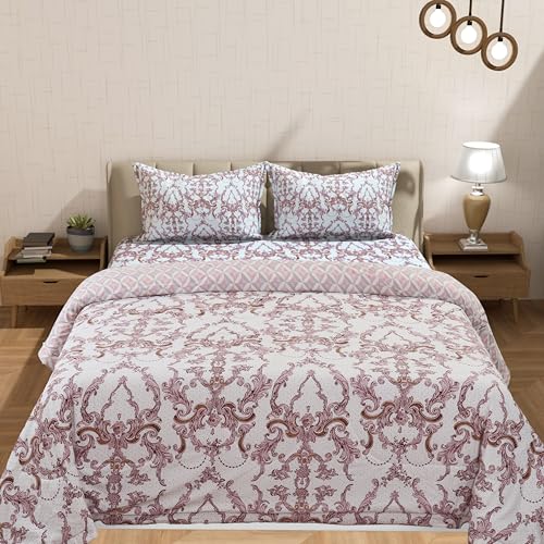 Image of Florida Floral Microfiber Comforter Set for Double Bed Soft Reversible 180 GSM AC Comforter with King Bedsheet & 2 Pillow Covers