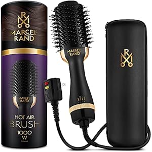Professional Hair Dryer Brush for Women, 2 in 1 Volumizing Brush Dryer, Oval Brush Blow Dryer 75MM with a Hard Travel Case and Premium Gift Box Black & Gold