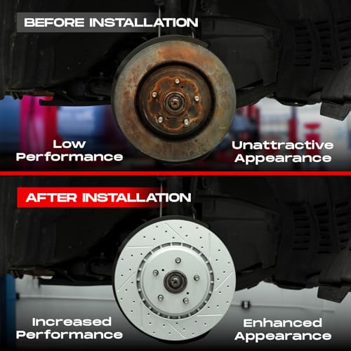 R1 Concepts Rear Brake Kit For 2009-2016 Audi A4, 2010-2014 Audi A5, 2008-2009 Audi A5, 2015-2017 Audi A5, 2009-2017 Audi Q5| Drilled Slotted Brake Rotors| Ceramic Brake Pads and Rotors Kit - Thumbnail 6