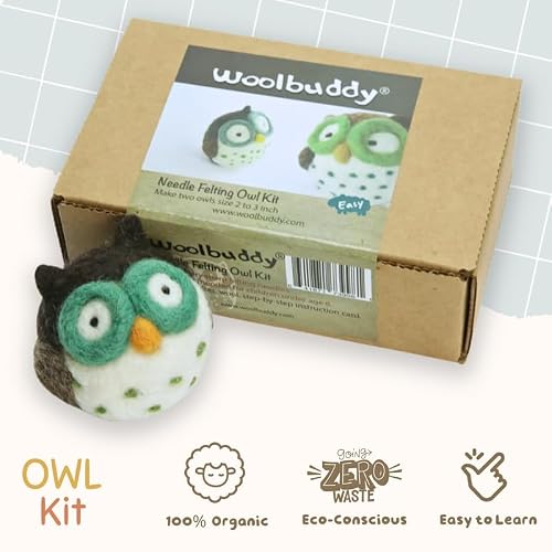 image for Woolbuddy Owl Needle Felting Kit for Beginners – DIY Animal Craft Ki