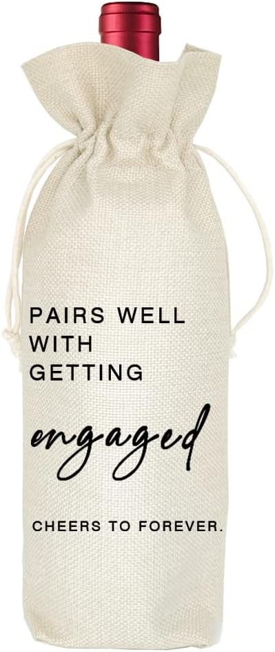 Engagement Gifts for Couples - Funny Wine Gift Bag, Engagement Party Decor