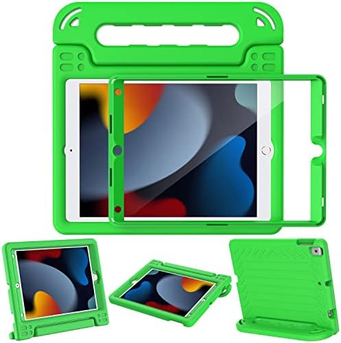 AVAWO Kids Case for iPad 10.2" 9th & 8th & 7th Generation, iPad 10.2 2021/2020/2019 Case with Built-in Screen Protector, Light Weight Shock Proof Handle Stand Friendly Cover for iPad 10.2" - Green