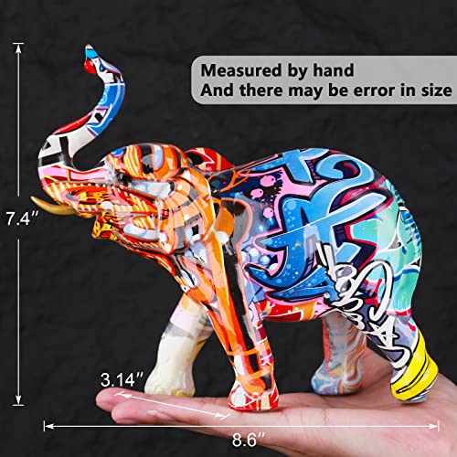 Xmgzq Elephant Decor Creativity Graffiti Elephant Figurines, Large Resin Colorful Elephant Statues Home Decor Art Elephant Statue, Suitable For Filling Space Decor In The Living Room, Bedroom, Office #TOP1