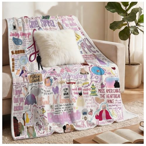 Cozy Fluffy Flannel Blanket for Girls - Ultra Soft Lightweight Cuddly Throw for Bedroom - Cute Pink & Colorful Plush Blanket Luxury for Daughter Sisters (Pink 60x50)
