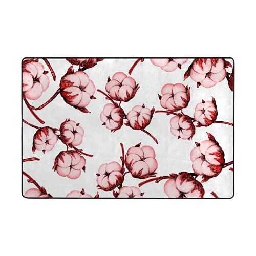 Grand tapis de sol super doux aux fleurs rose corail 160x122 cm