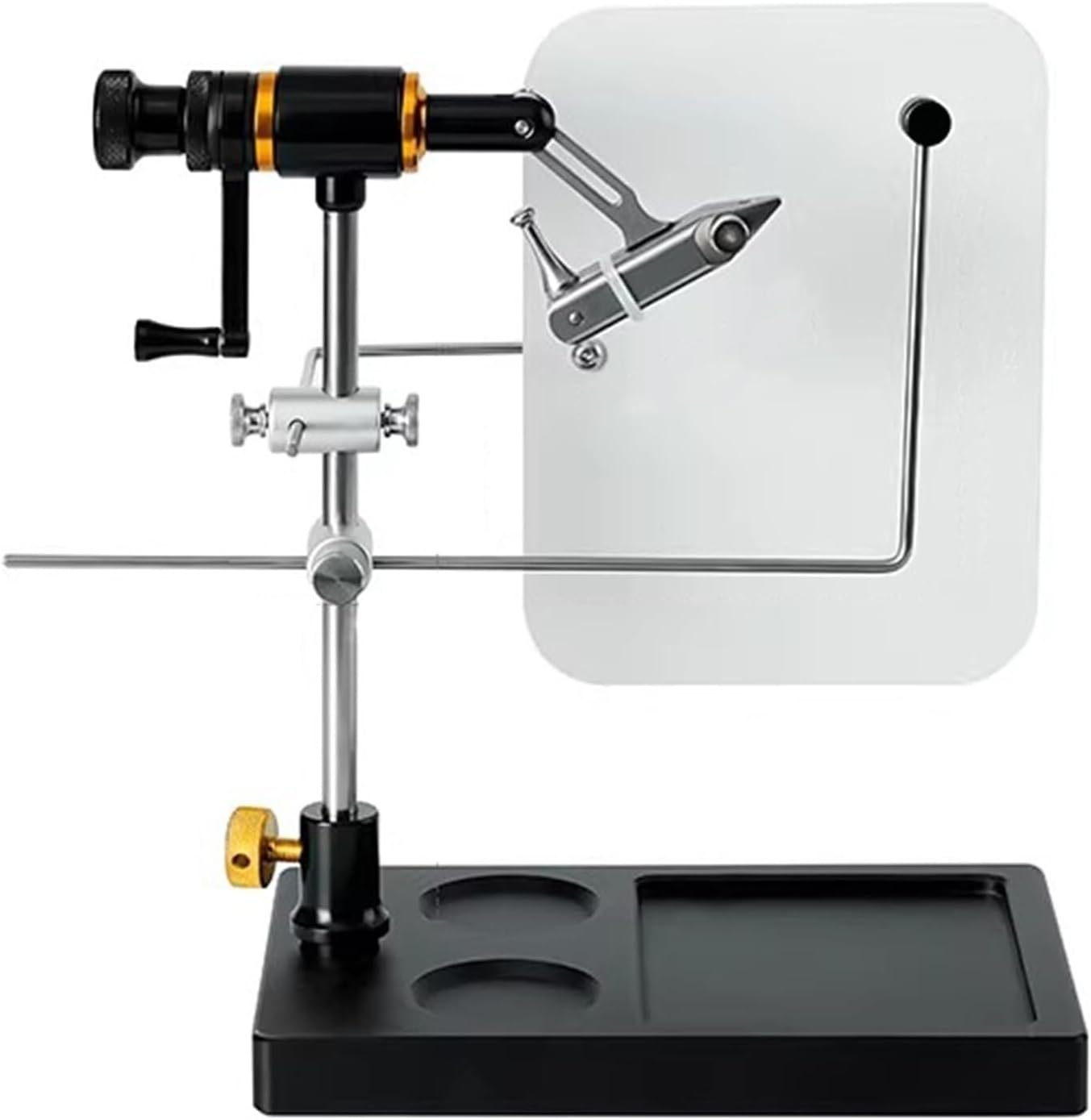 Rotary Fly Tying Vise Kit, 360° Rotary Adjustable Fly Fishing Vise, with Heavy Duty Base, Steel Jaws, Auxiliary Background Board, Universal Binding Station for Fishing Enthusiasts
