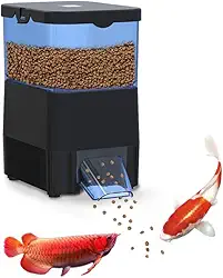Alimentador Automático de Peixes para Lago - Design à Prova de Tombos Alimentação Precisa, Alimentador Externo para Peixes Koi, Display LCD de 2,8 L