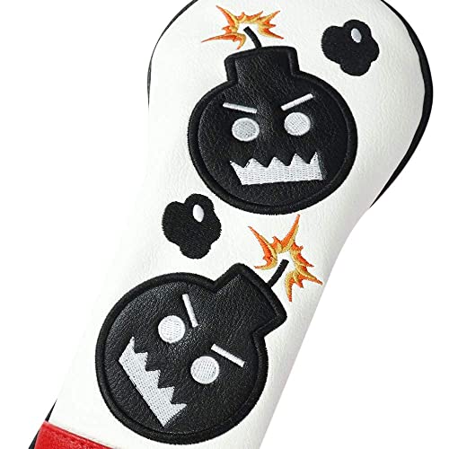 Craftsman Golf Driver Headcover Embroidery Bomb, Red And White Pu Leather Golf Head Covers Driver #1 Fits Up To 460Cc #TOP4