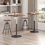 MAHANCRIS Bar Stools, Height Adjustable Swivel Bar Stool, Counter Height Bar Stool, Set of 2 Industrial Bar Stools, Vintage Round Bar Chairs with Sturdy Metal Frame, Rustic Brown BAHR0701
