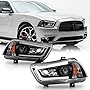 ACANII - For [HID Model] 2011-2014 Dodge Charger LED DRL Tube Black Housing Projector Headlights Headlamps Assembly