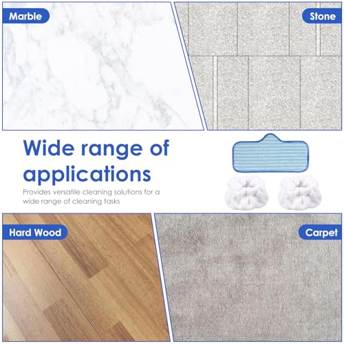 Tcwhniev 6 Pcs Steam Mop Pad Compatible with Dupray Steam Cleaner, Reusable Fiber Steamer Cloth Cover(Blue + white)