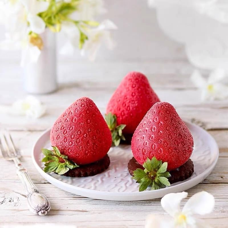 Miniatura 6 de AFINSEA Molde de silicona con forma de fresa 3D para pastel de mousse, moldes de silicona para chocolate, molde de postre francés para pastelería