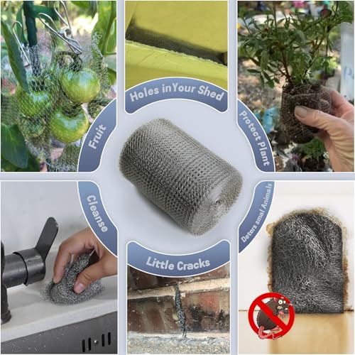 534 x 30 ft 304 stainless steel mesh wire mesh for rodent hole fill fabric gap blocker double layer metal mesh roll flexible stretchy for garden house and diy a-534 x 30 ft