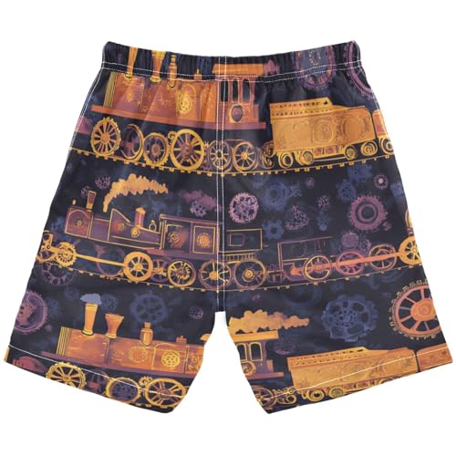 Boys Beach Board Shorts Bohemia Train Ethnic Swim Trunk Teen Swimwear 8-16Y Multicolor2