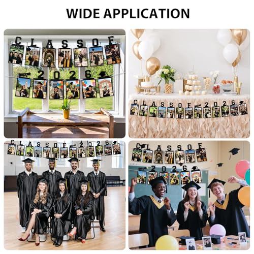 Graduation Decorations 2026 Class of 2026 Graduation Photo Banner Pre-Strung Picture Banner Party Supplies for kindergarten K-12th College Any Grade 10Ft Black by Labrostar - Used condition - Image 5