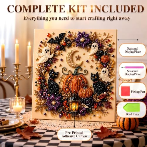 Halloween Black Cat Pearl Diamond Art Kit for Adults, Halloween Decor by Generic - Used condition - Image 4
