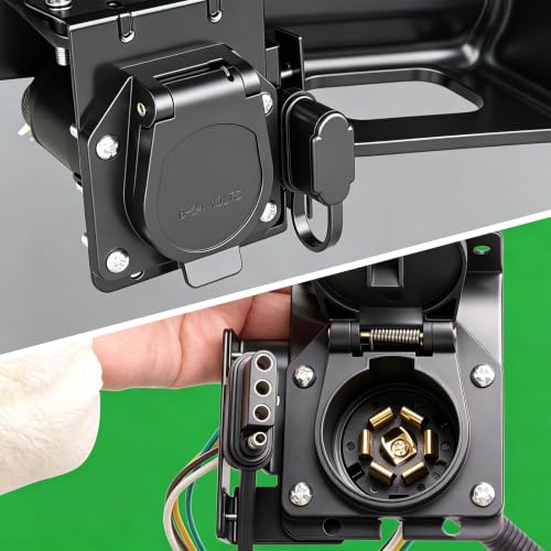 Image of 7 Pin Trailer Plug,Multi-Tow Dual Output Trailer Wiring Adapter,7 Pin to 7-Way Blade and 4-Way Flat Vehicle-Side Trailer Connector Harness Plug for Ford GM Ram Dodge Tow Socket Required