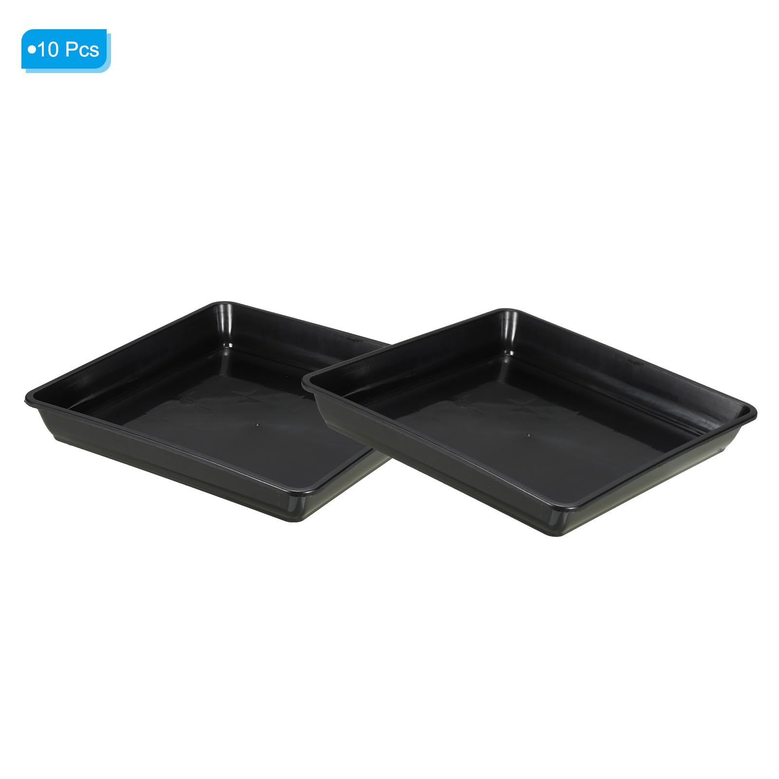 PATIKIL Confezione da 10 sottovasi quadrati in plastica da 22,9 cm, per interni, esterni, balcone, giardino in vaso, colore nero
