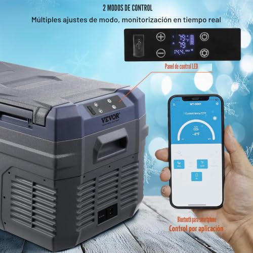 Nevera de compresión 12V 24V VEVOR mini nevera coche de doble zona para camping 4