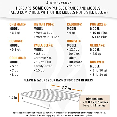 Air Fryer Rack Accessories Compatible with Chefman, Cosori, Gourmia, Instant Pot, Gowise, Paula Deen, Kalorik, Power XL, PowerXL Grill, Nuwave® + More | 8.7 inch Air Fryer Accessory Set by INFRAOVENS - Image 2