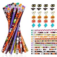 48 Stück Bleistifte Kinder Halloween Stifte, Halloween Geschenke Mitgebsel, 24 Bleistifte Und 24 Radiergummi In 6 Verschiedenen Designs, Ideal Für Halloween Party, Schule Und Klassenzimmer Belohnungen