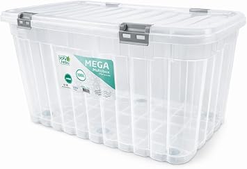 BH | Plastic Storage Box with Lids and Wheels | Extra LARGE Size |120L L81.5cm W55cm H44cm| 1-PACK |Stackable Clear Durable Multipurpose Office Toys Home Tools Crafts Household - by Best House