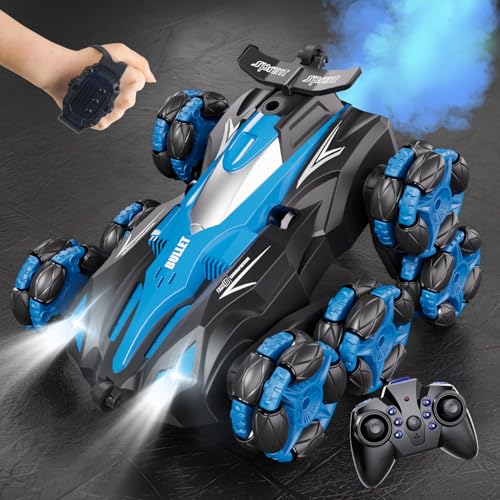 Ferngesteuertes Auto ab 6 Jahre 1:16 Auto mit Fernbedienung ab 8 Jahre 2 4 GHz 8 Räder RC Stunt Car mit Handsteuerung Sprühnebel-LED-Musik Spielzeug ab 7 8 9 Jahre Junge