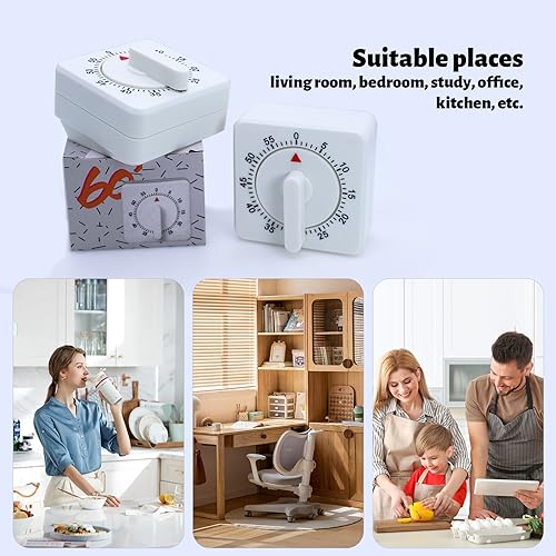 RUNYU 2 Stück Eieruhr Mechanischer Küchentimer, Kurzzeitmesser, 60 Minuten Countdown Timer mit Lauter Alarm, Küchenwecker, Kurzzeitwecker Küche für Haushalt Küche Kochen Backen – Bild 8