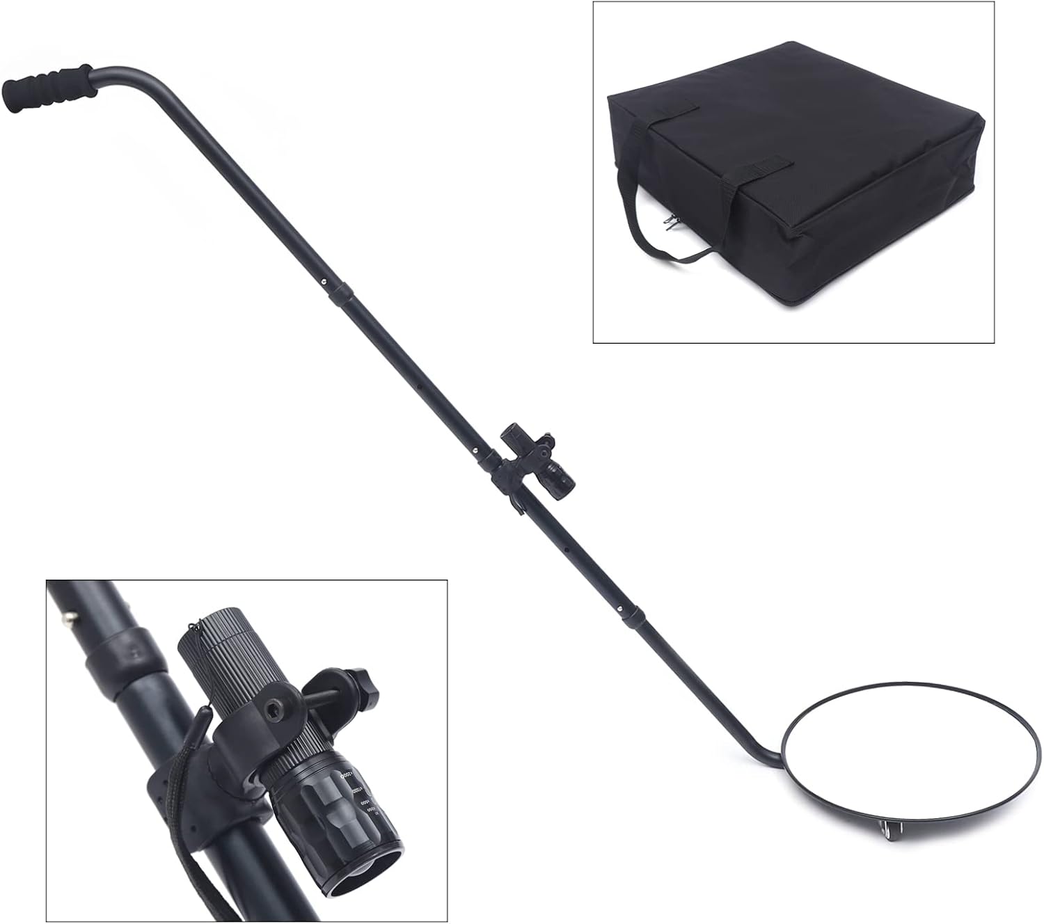 12 Inch Car Under Vehicle Inspection Mirror, Security Mirror Wheel w/LED Light US,Diameter Security Mirror with Wheels Car Under Vehicle Inspection Mirror Security with Flashlight