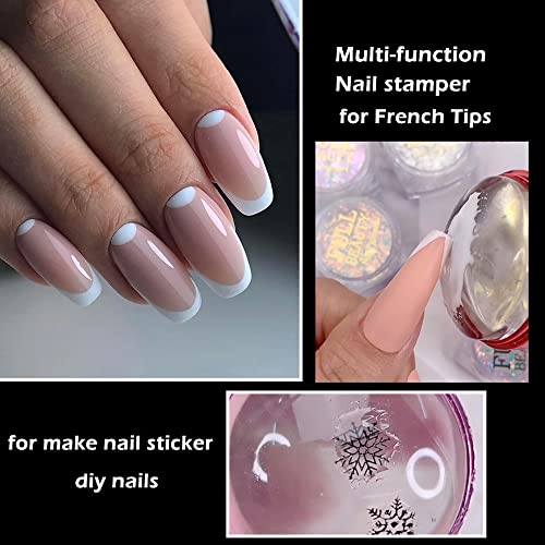 Jelly Stamper For Nails, Silicone Jelly Head With Scraper Nail Stamp, 2Pcs Transparent Nail Art Stamper Kits Nail Art Tools Easy French Tip Stamper Diy Nail Accessories Decor #TOP3