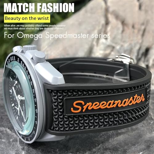 Bracelet de montre Omega 326 sport noir en silicone idéal pour le running et le quotidien 21mm - 7