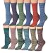 Tipi Toe Women's 12-Pairs Vintage Space Dye Fashion Marled Dress Crew Socks,(sock size 9-11) Fits shoe size 5-9, WC26-AB