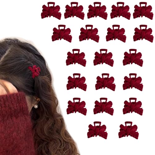 UCLEVER 20 Pezzi Mini Fermagli per Capelli, Piccoli Fermagli per Capelli a Artiglio con Fiocco Antiscivolo per Donne e Ragazze (Rosso)