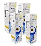 4 x Prime Inventions Wasserfilter EM Puro mit EM-Keramik und Mikrofiltration | hoher Durchfluss geeignet für Wasserwirbler | zusätzlich Tabs zur Reinigung und Entkalkung Ihres Filtergerätes