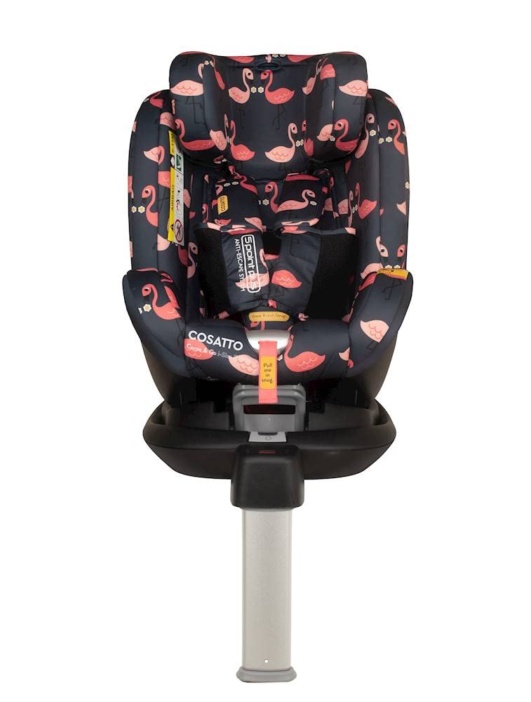 Cosatto Come & Go Rotate Kindersitz – 0-4 Jahre, Gruppe 0+/1, i-Size, ISOFIX, Seitenaufprallschutz, Anti Escape, Erweiterter Reboarder (Pretty Flamingo)