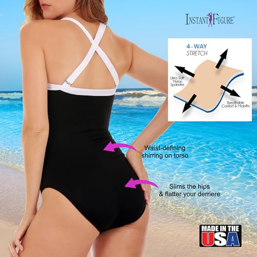 Made in USA Women's Compression Shapewear One-Piece Swimsuit w/Slimming Tummy Control3