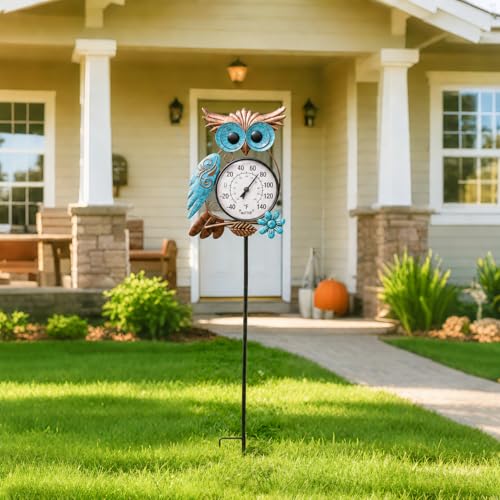 MUMTOP Outdoor Thermometer, 42 Inch Metal Owl Garden Stake Outside Wall Thermometer for Patio, Yard and Garden by MUMTOP - Image 5