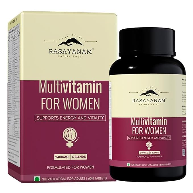 Evorina Rasayanam Multivitamin for Women | 55 Ingredients with 100% RDA of Essential Vitamins & Minerals | Energy, Hair, Skin, Hormonal, Bone & Immunity Support | Daily Multivitamin Tablets for Women With Collagen & Antioxidants Blend - 60 Tablets | High Strength Herbal Supplement | Clean Label Ayurvedic Wellness-image-42