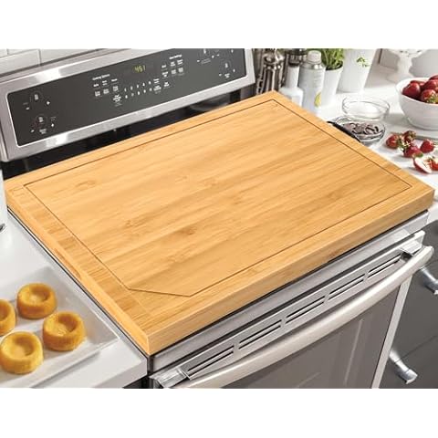 Stove Cover Board (Bamboo) & Stove Protact Mat (Silicone) Bundle Cover